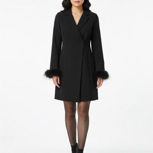 RACHEL Rachel Roy Black Feather Cuff Dress